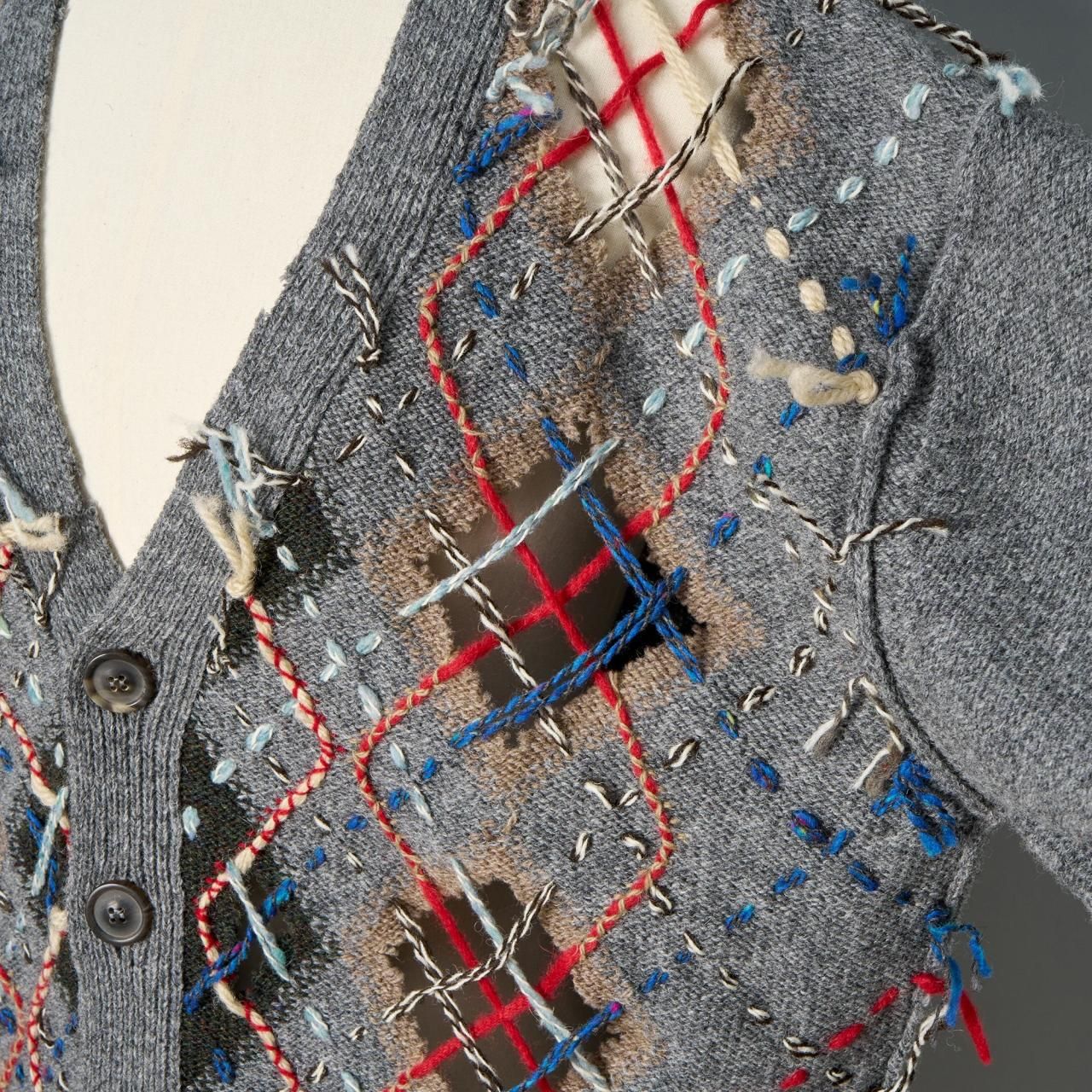 Maison Margiela PARIS カットアウトニットカーディガングレー Maison Margiela PARIS カットアウトニットカーディガングレー