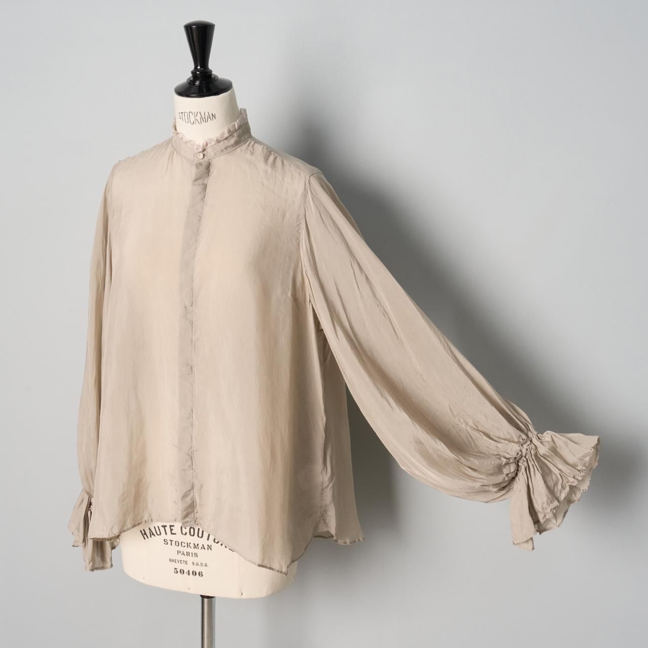 suzuki takayuki bishop-sleeve blouse - Pale Jute