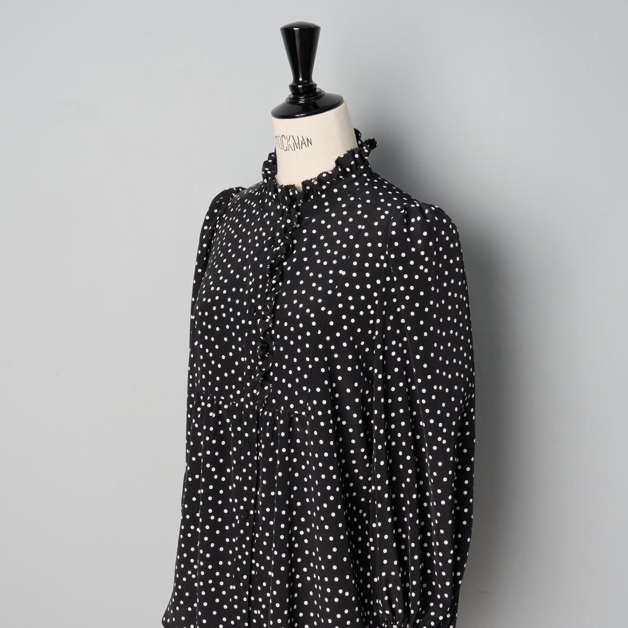 Pale Jute | polka dot frill long tail blouse ドットブラウス