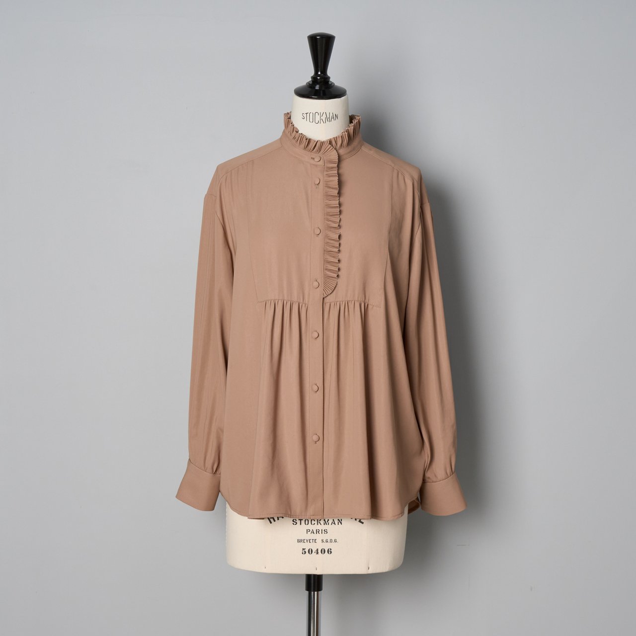 PaleJute<BR>Pleated blouse sophie<BR>chai brown