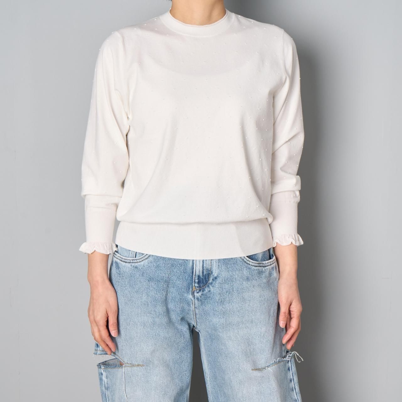 Pale Jute ペールジュート dots knit Po ドットフリルニット Pale Jute ペールジュート dots knit Po ドットフリルニット