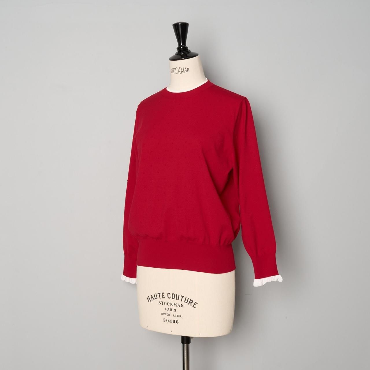 PaleJuteペールジュートdots knit half sleeve PO Pale Jute dots knit half sleeve PO - Pale Jute