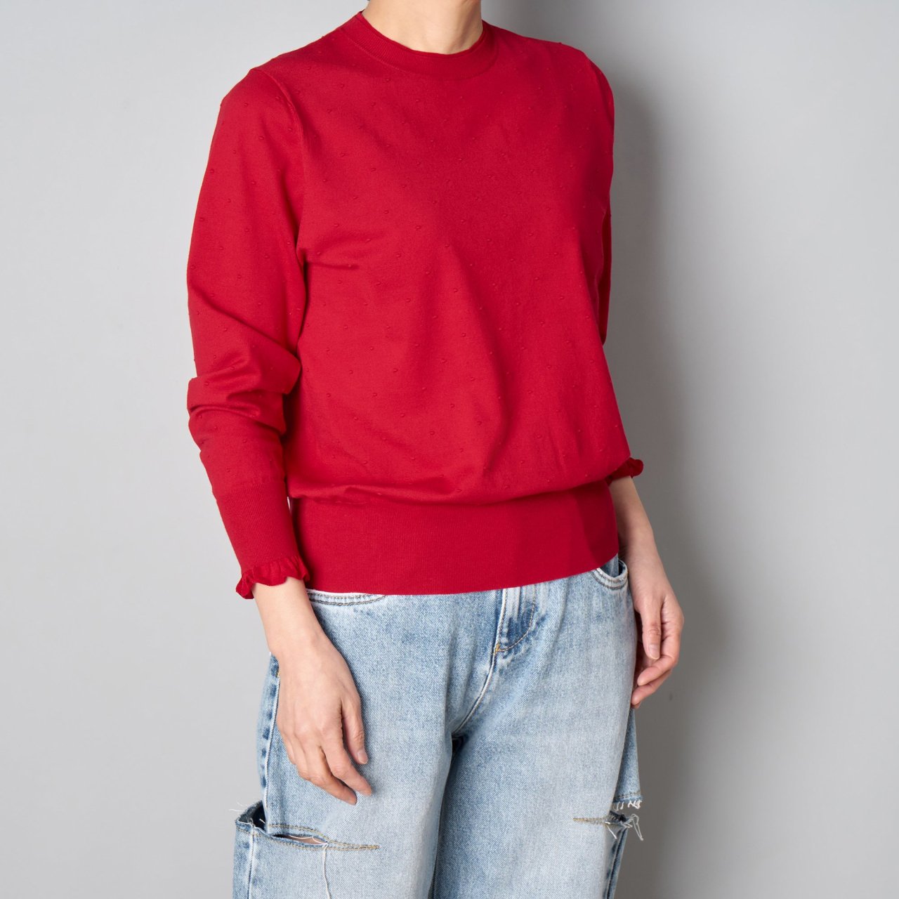 Pale Jute <BR>dots knit PO<BR>RED  RED																				