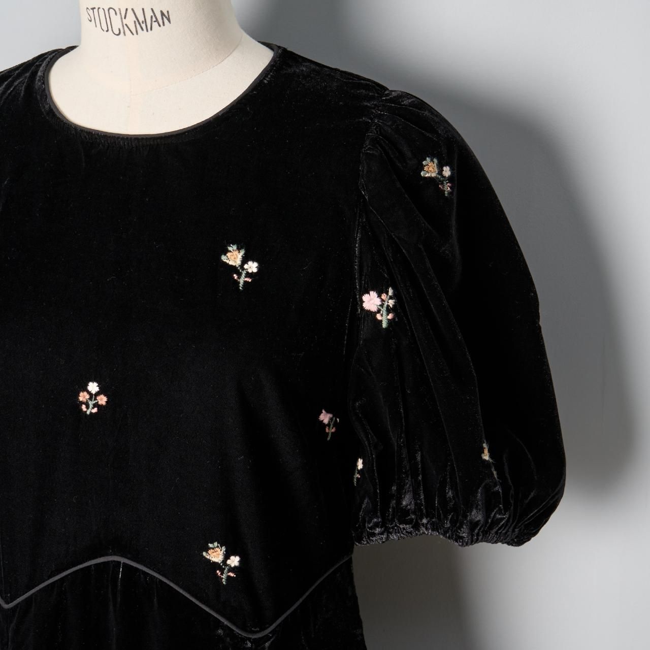 Sea New York 刺繍ドレス Sea New YorkRUBINA EMBROIDERY PUFF SLV MIDI DRESSBLACK