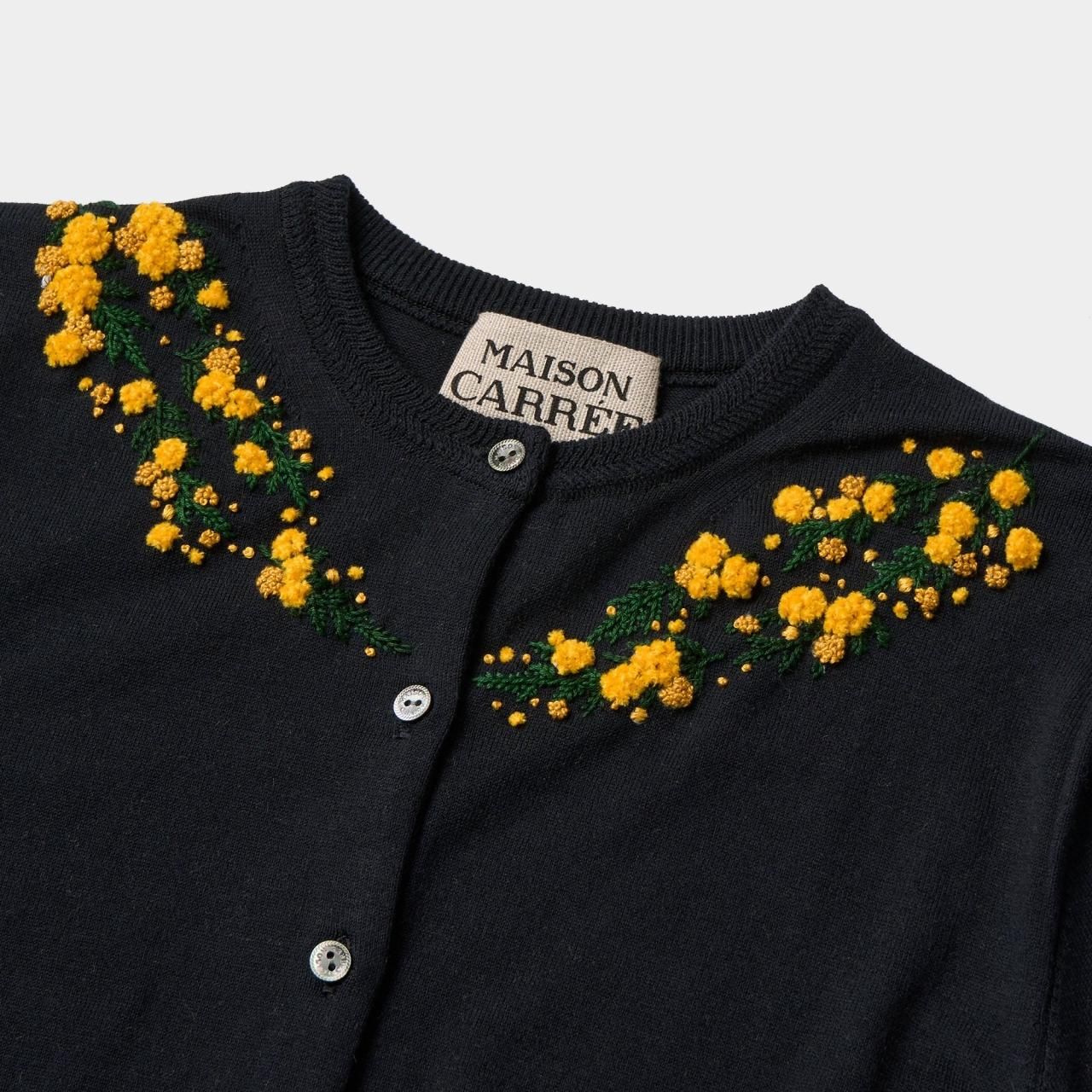 Pale Jute × MAISON CARRÉE 「mimosa embroidery cardigan