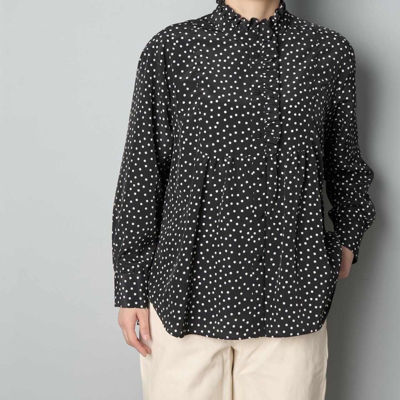 Pale Jute polka dot blouse black×white - Pale Jute Pale Jute polka dot blouse black×white - Pale Jute