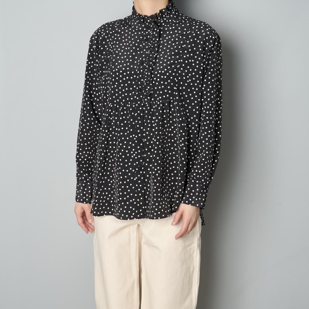 Pale Jute polka dot blouse black×white - Pale Jute