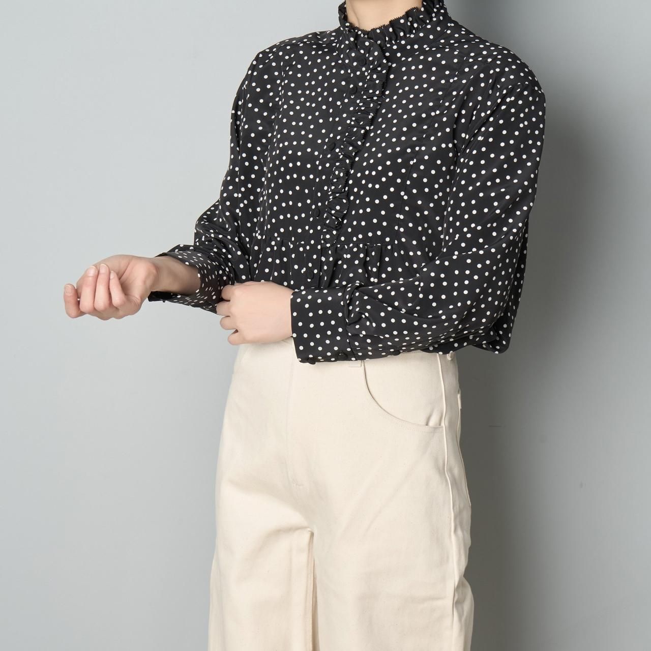 Pale Jute polka dot blouse black×white - Pale Jute