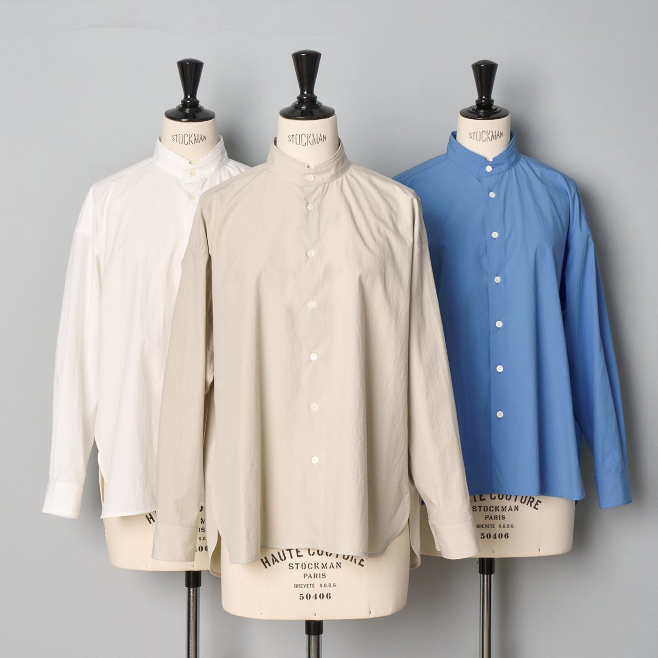 Pale Jute <BR>Stand collar shirt<BR>