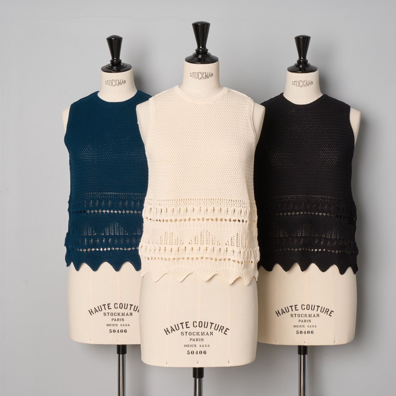 pelleq<BR>lace knit sleeveless top<BR>