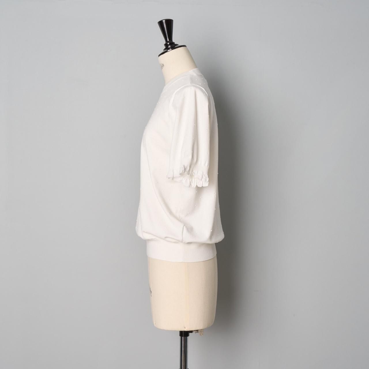 PaleJuteペールジュートdots knit half sleeve PO Pale Jute dots knit half sleeve PO - Pale Jute