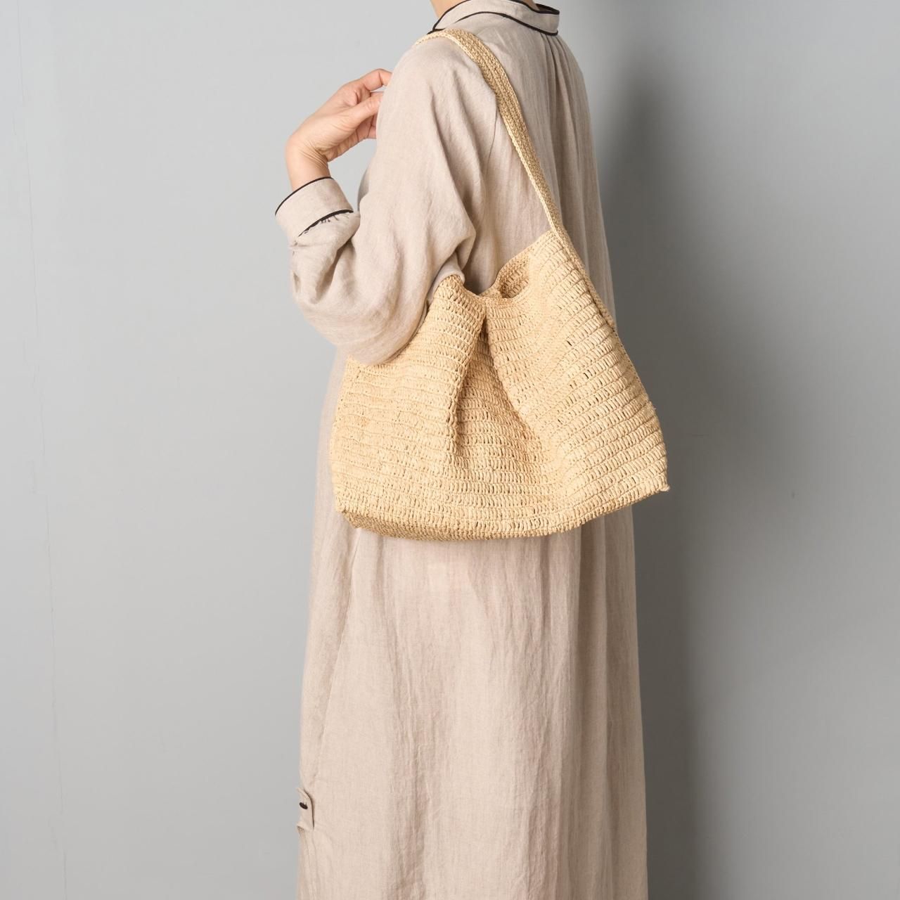 メゾンエヌアッシュパリ　Raffia TIFFANY soulder MAISON N.H PARISTIFFANYSHOULDER BAG - Pale Jute