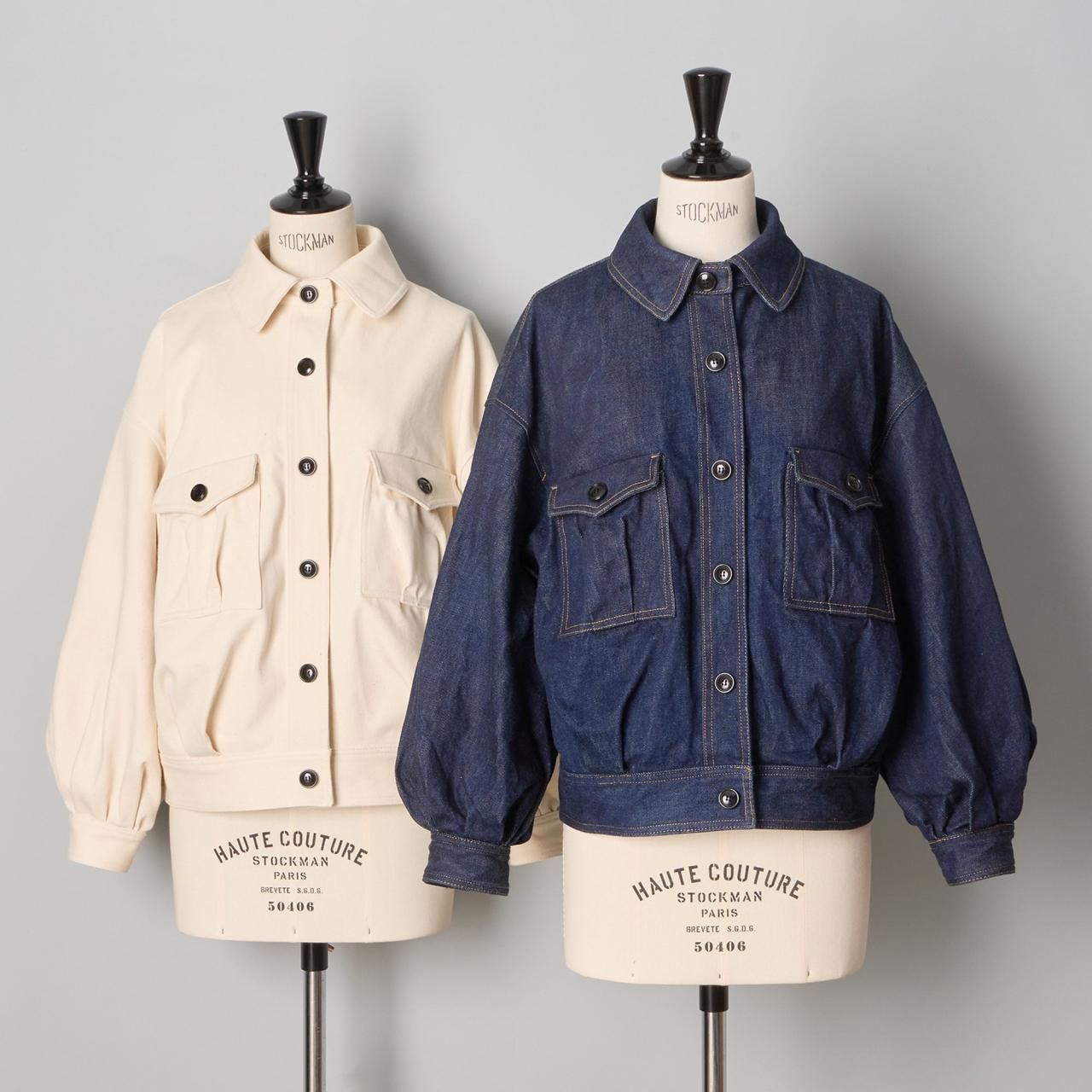 Pale Jute <BR>denim blouson<BR>