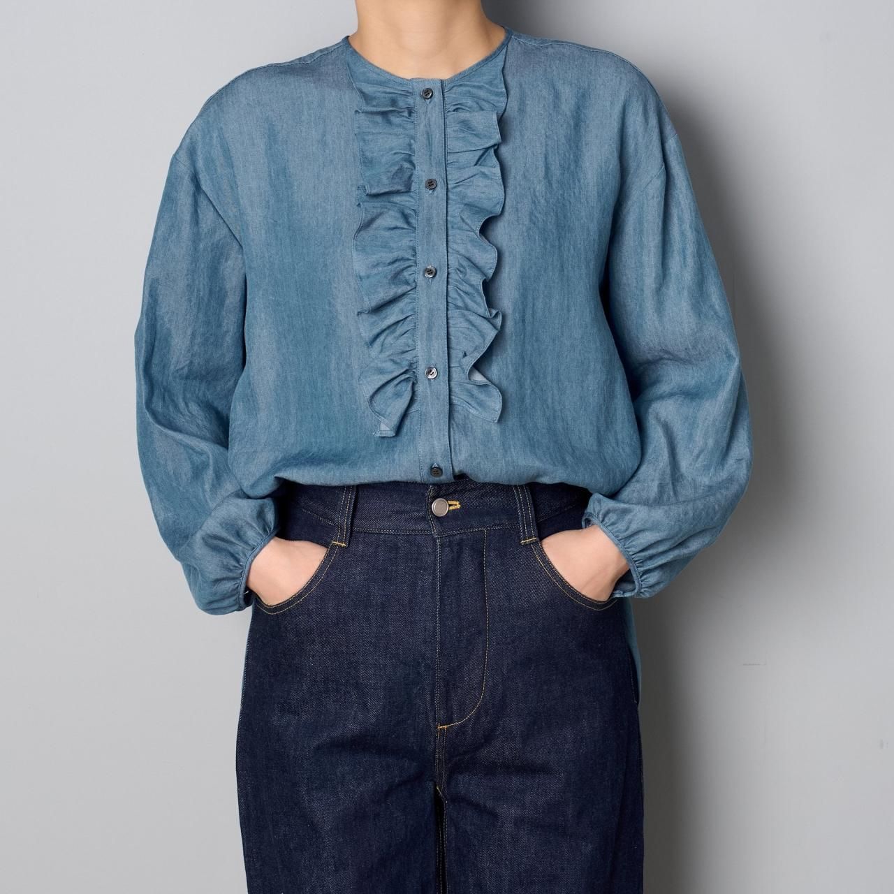 Pale Jute Front frill shirtdenim blue - Pale Jute Pale Jute Front frill shirtdenim blue - Pale Jute