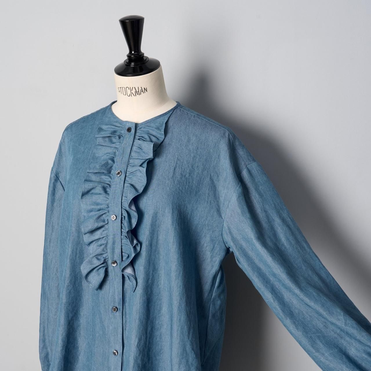 Pale Jute Front frill shirtdenim blue - Pale Jute Pale Jute Front frill shirtdenim blue - Pale Jute
