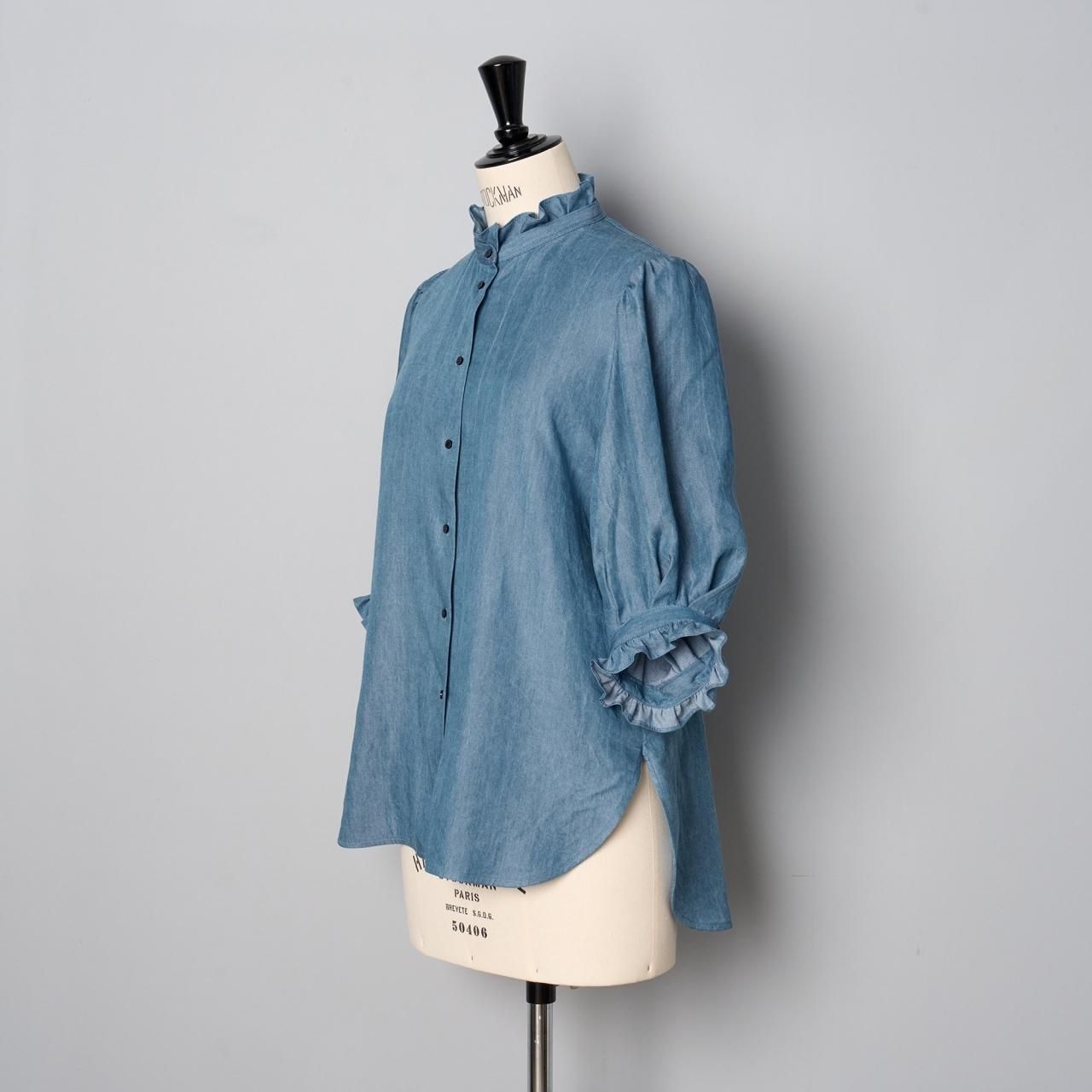 Pale Jute Classic frill shirtdenim blue - Pale Jute