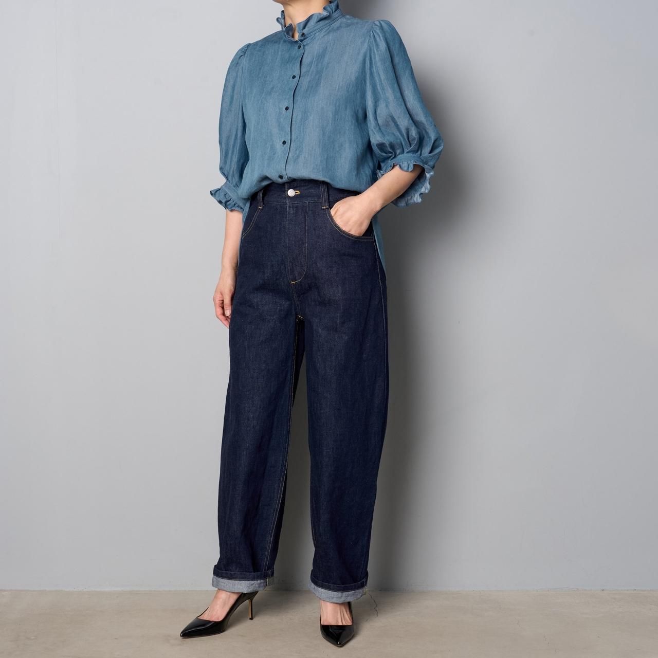 Pale Jute Classic frill shirtdenim blue - Pale Jute