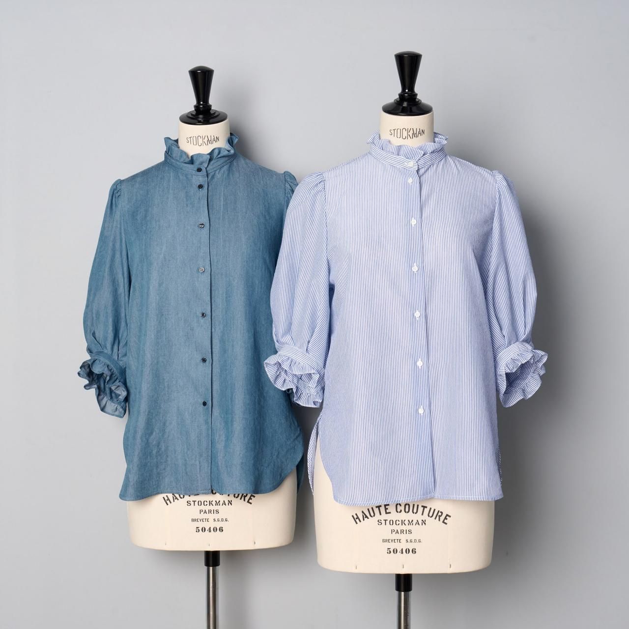 Pale Jute Classic frill shirtdenim blue - Pale Jute