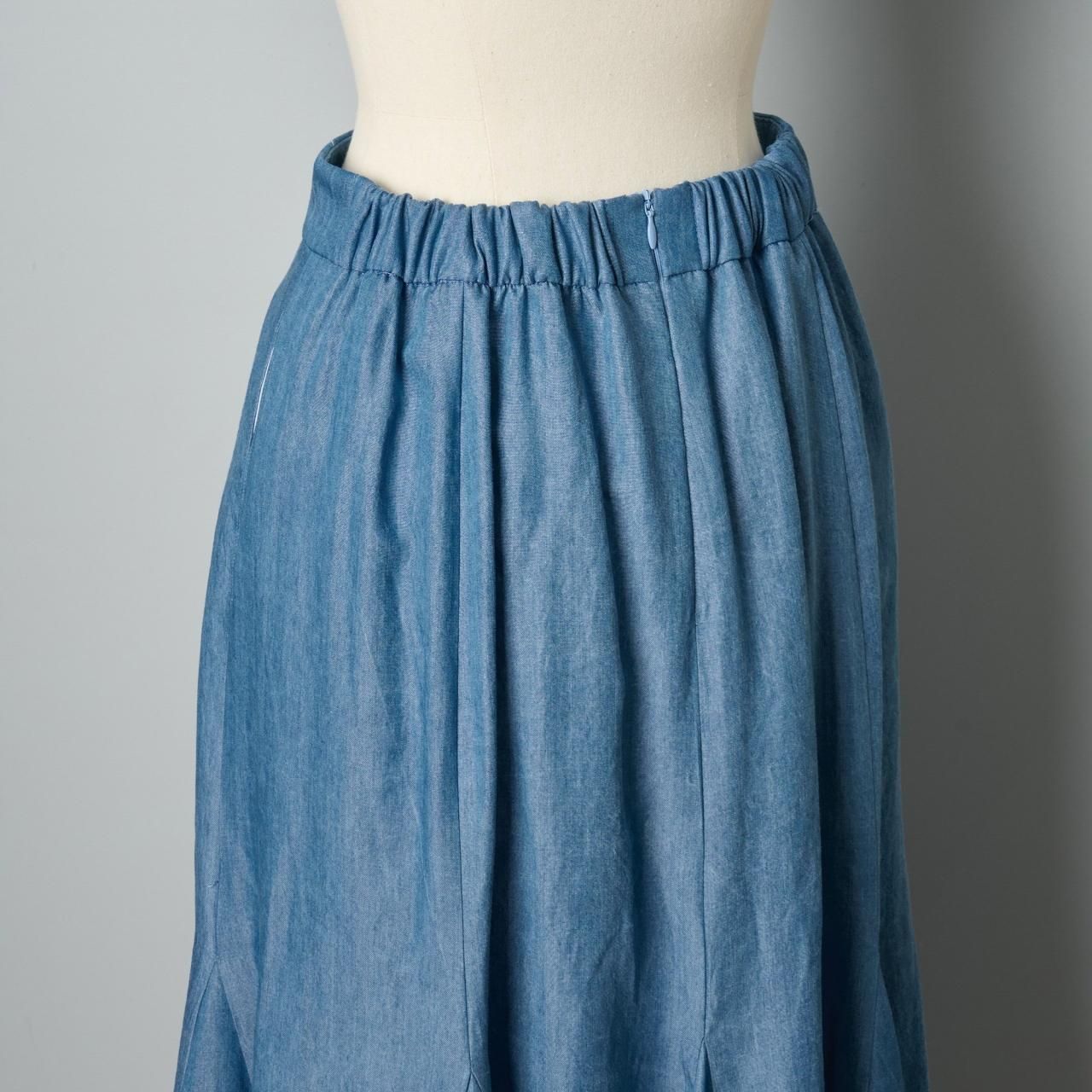 Pale Jute Petal frill skirtdenim blue - Pale Jute