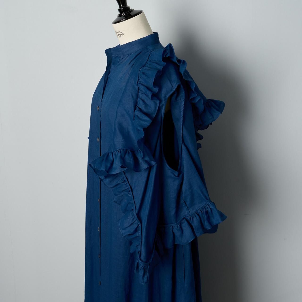 Pale Jute ブルーワンピース Pale Jute Petal frill one-pieceblue - Pale Jute