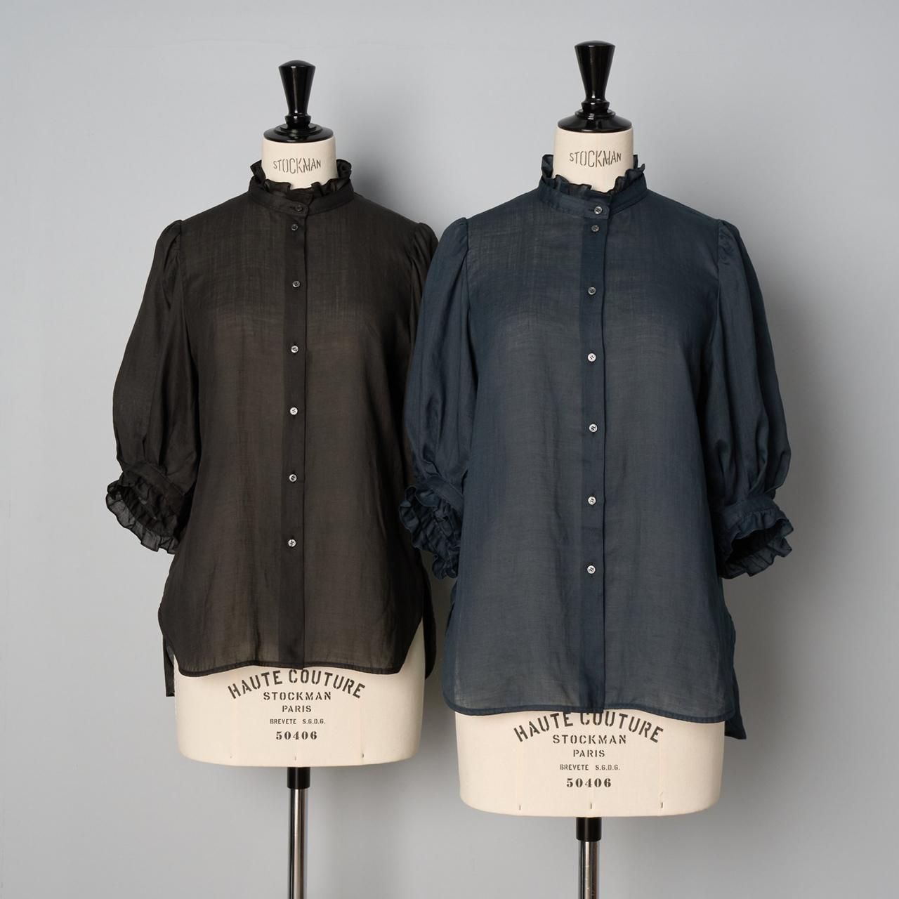 Pale Jute <BR>Classic frill shirt<BR>linen