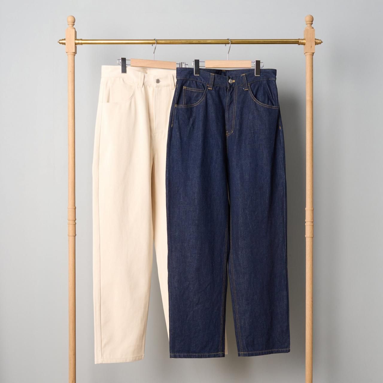 Pale Jute <BR>basic wide denim pants<BR>