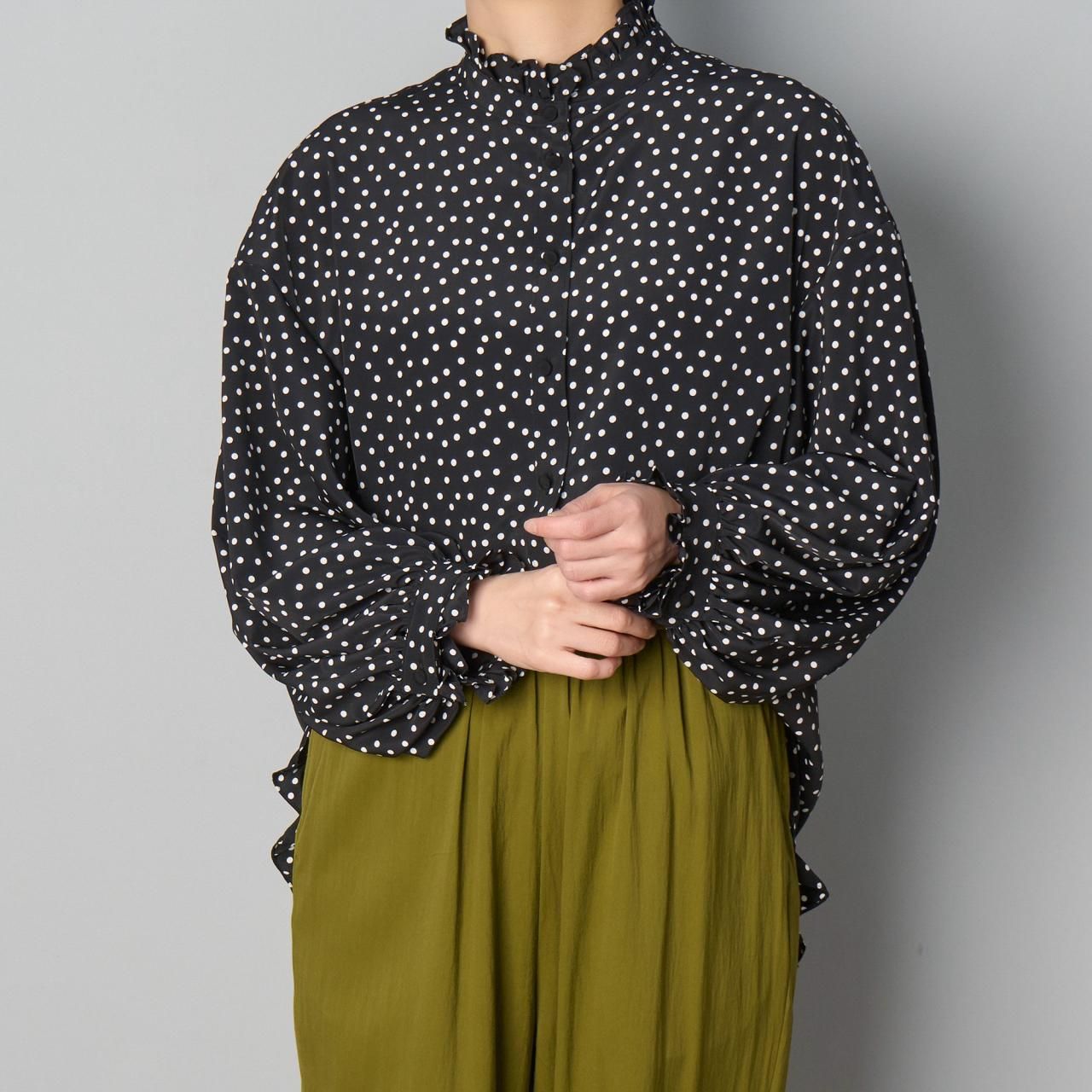 Pale Juteドットブラウス Pale Jute polka dot blouse black×white | 1F Store