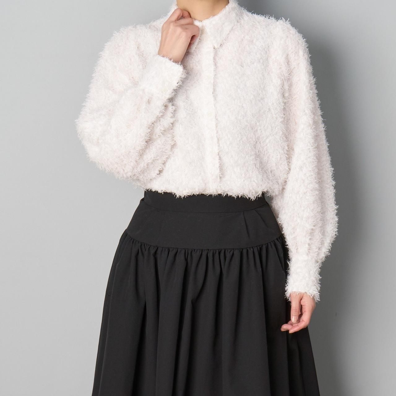 Pale Jute <BR> Feather jacquard shirt<BR> ivory