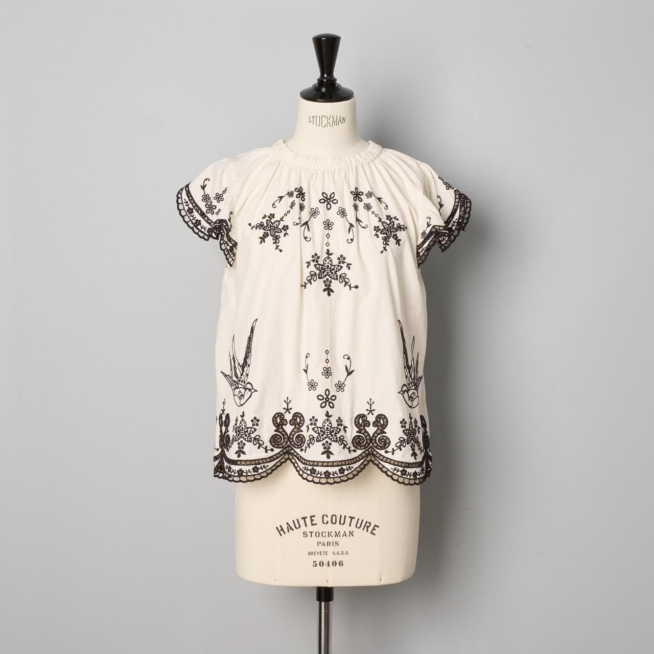 Sea New York<BR>KINGSLEY EMBROIDERY FLUTTER SLV TOP<BR>WHITE