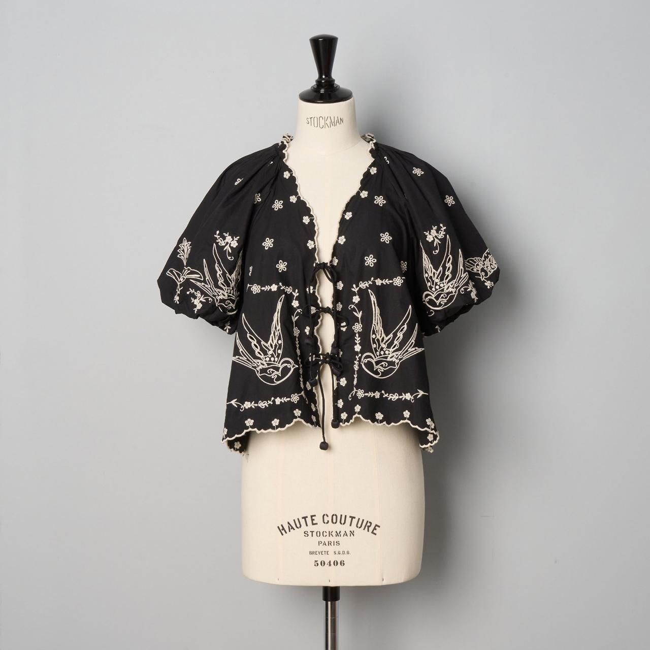 Sea New York<BR>KINGSLEY EMBROIDERY TIE FRONT TOP<BR>BLACK