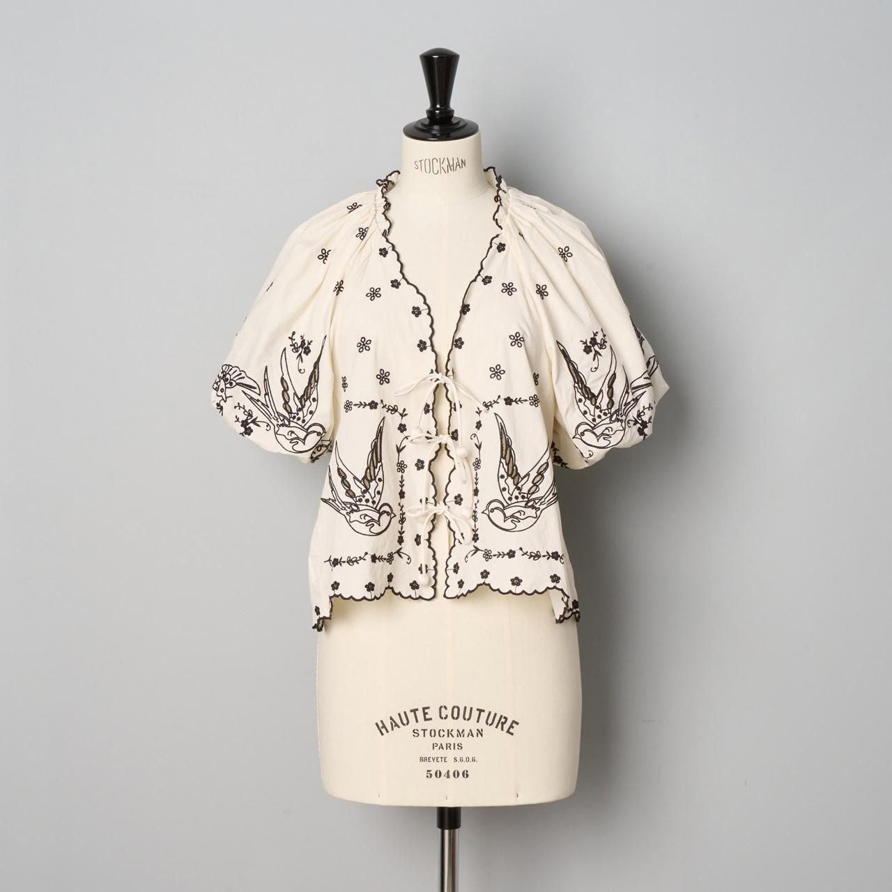 Sea New York<BR>KINGSLEY EMBROIDERY TIE FRONT TOP<BR>CREAM