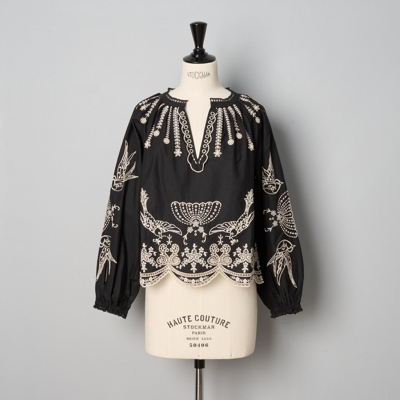 Sea New York<BR>KINGSLEY EMBROIDERY L/SLV BLOUSE<BR>BLACK