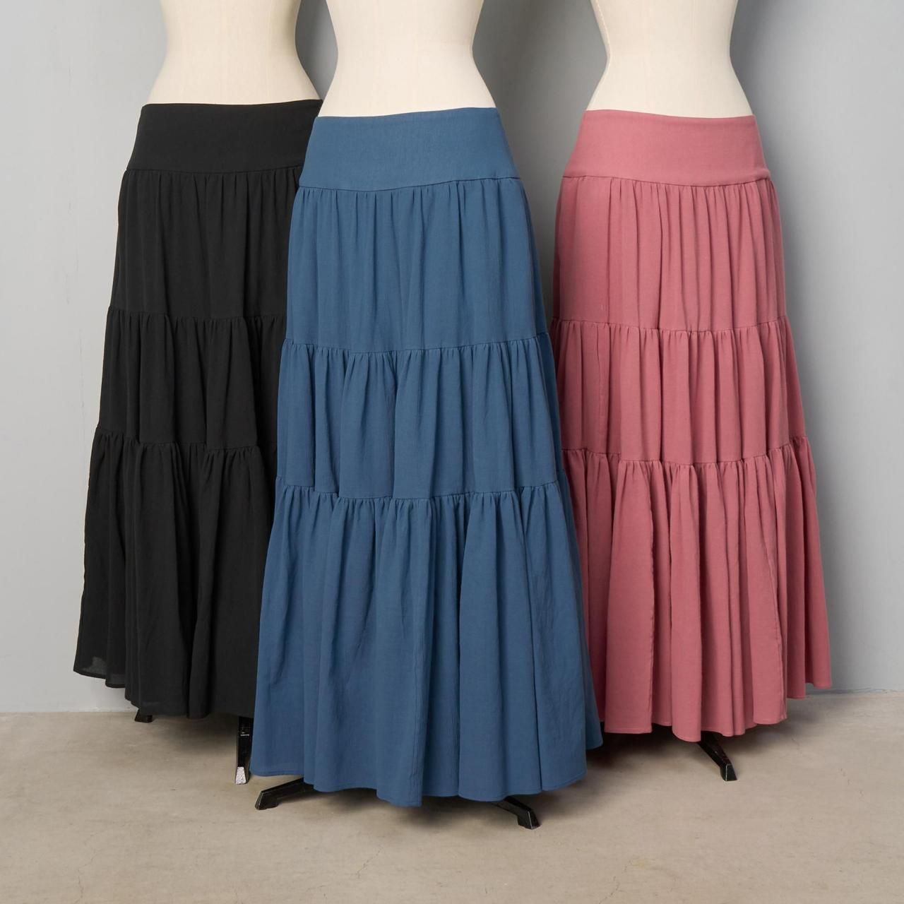 Pale Jute<BR>basic tired skirt<BR>