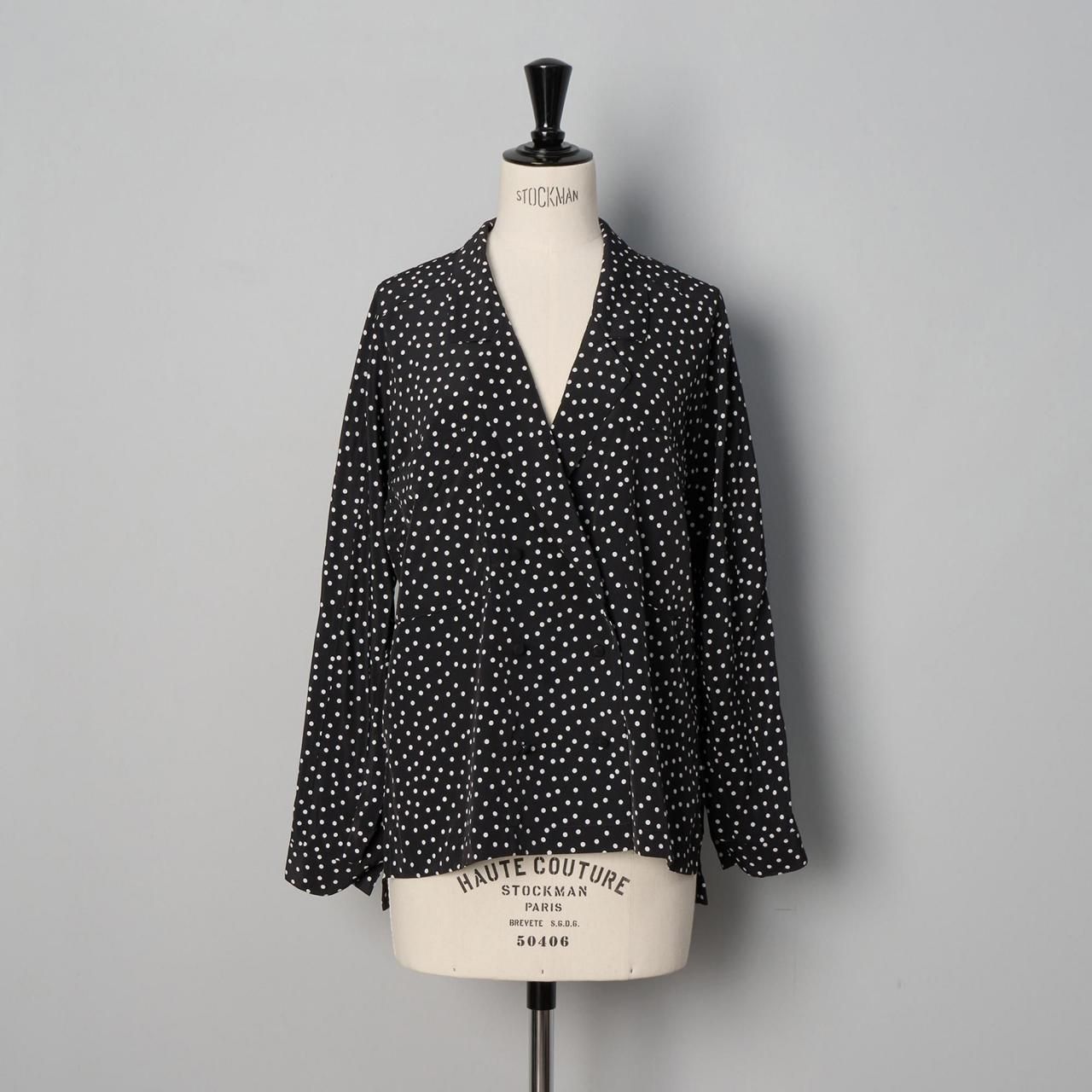 Pale Jute <BR>polka dot shirt jacket<BR> black ¡ß white