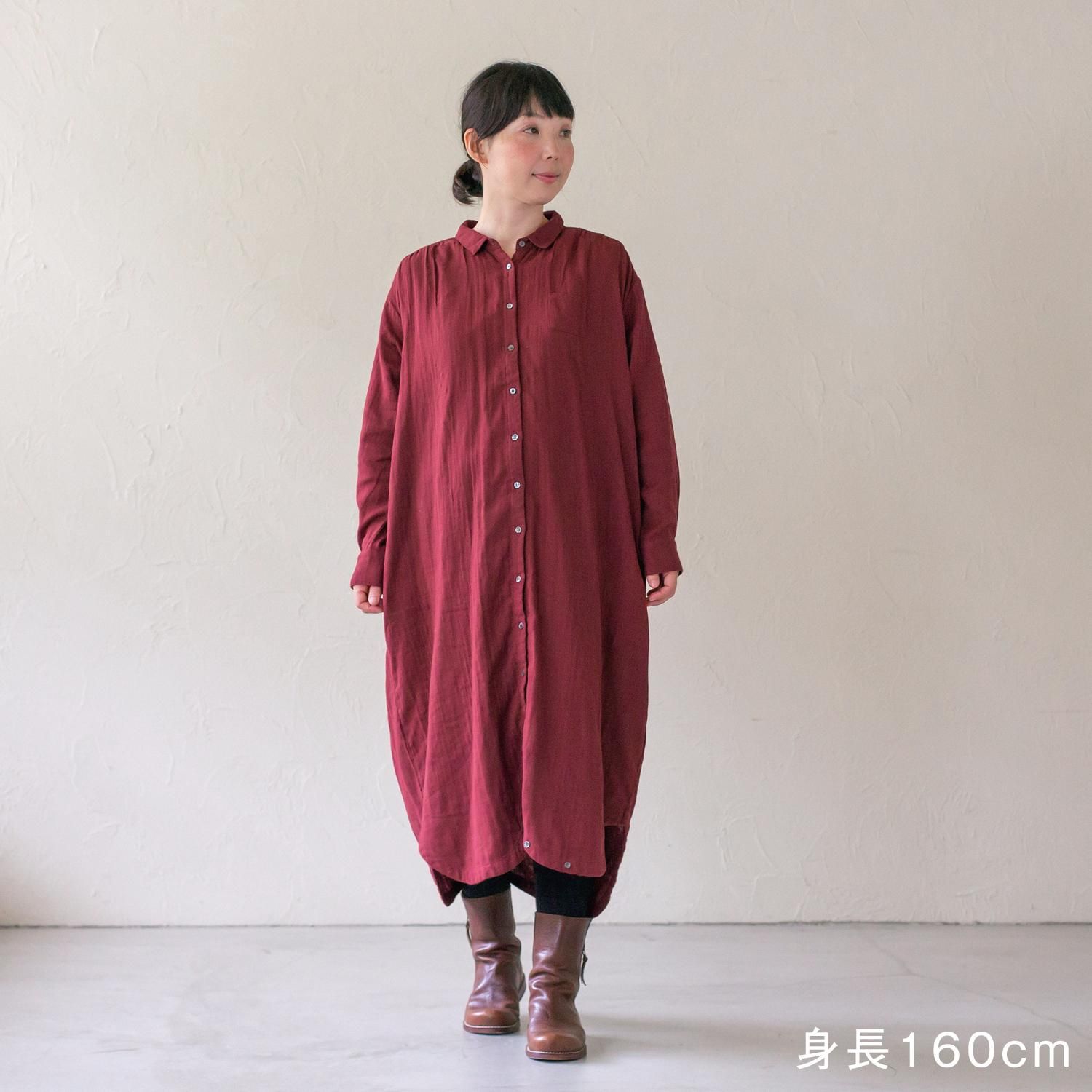 KL WGスソカーブシャツワンピース - 【シサム工房 公式 KL WGスソカーブシャツワンピース - 【シサム工房 公式