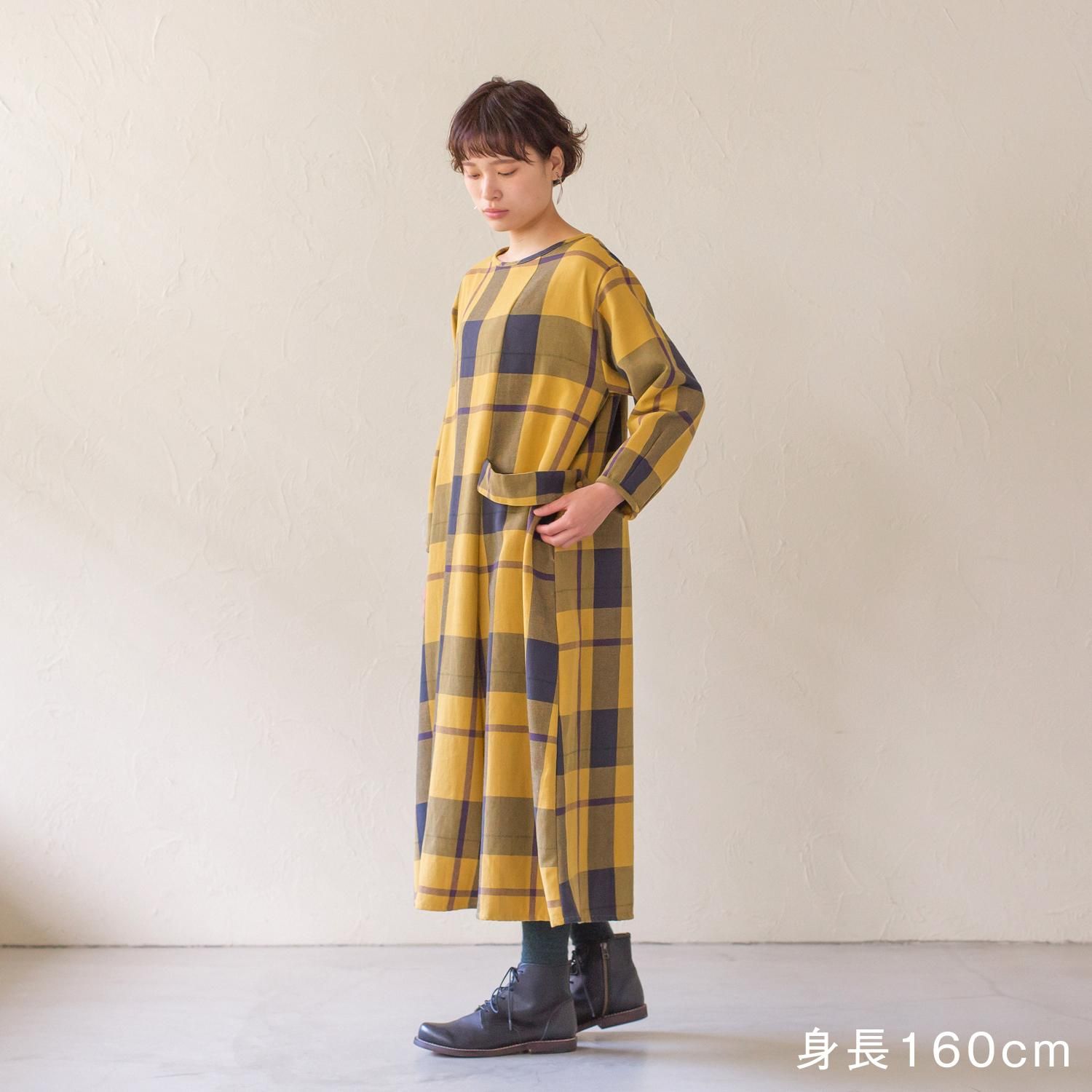 MH チェックサイドベルトワンピース - 【シサム工房 公式 MH チェックサイドベルトワンピース - 【シサム工房 公式