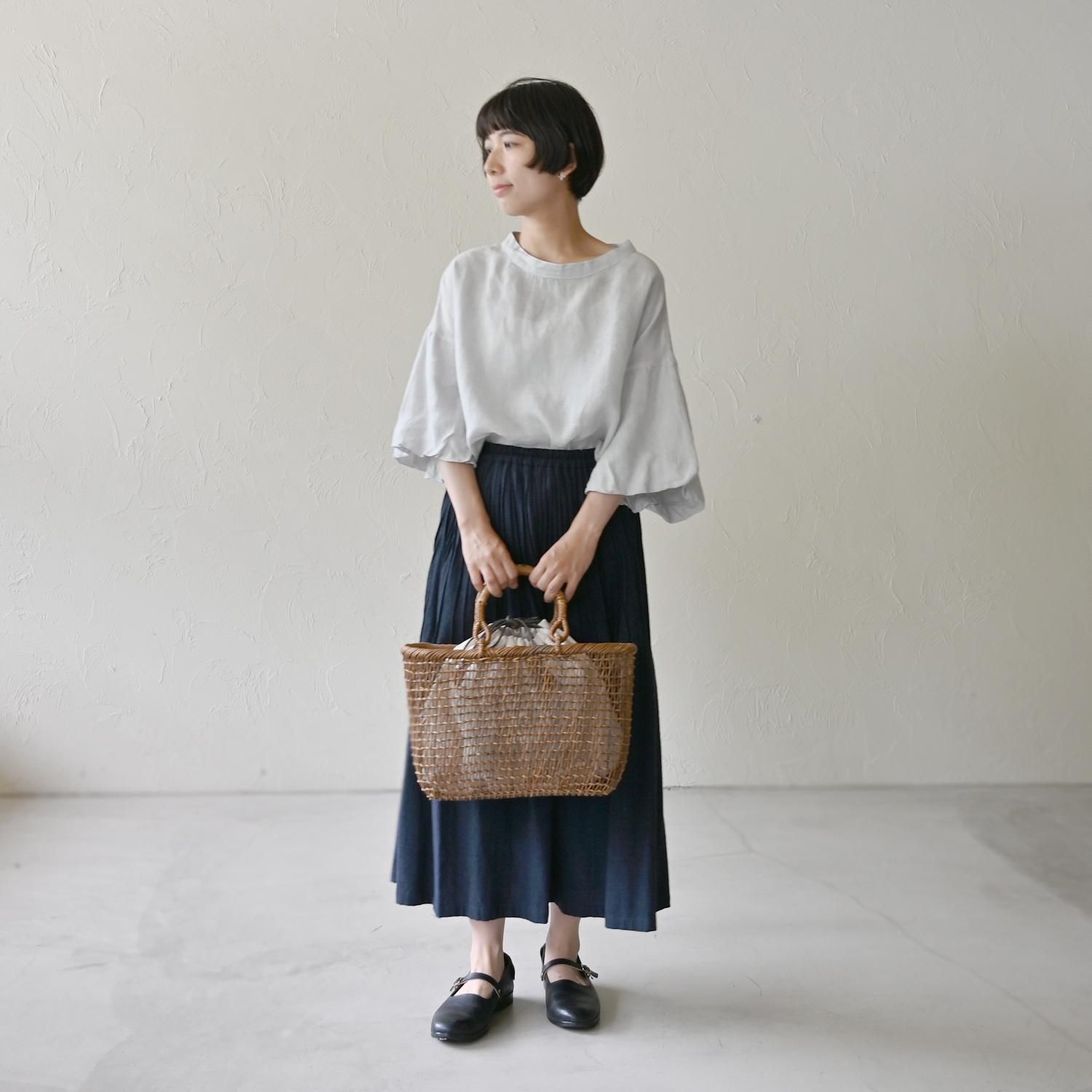 PTM 手織藍染ピンタックスカート - 【シサム工房 公式 PTM 手織藍染ピンタックスカート - 【シサム工房 公式