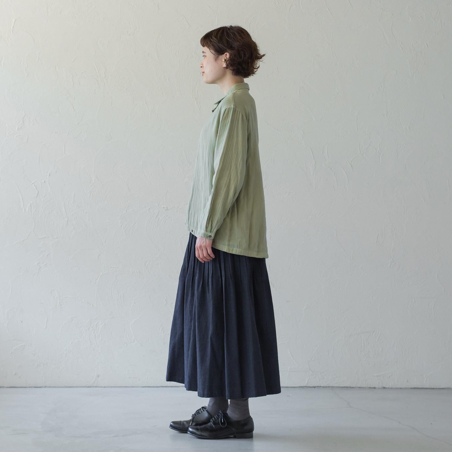 PTM 手織藍染ピンタックスカート - 【シサム工房 公式 PTM 手織藍染ピンタックスカート - 【シサム工房 公式