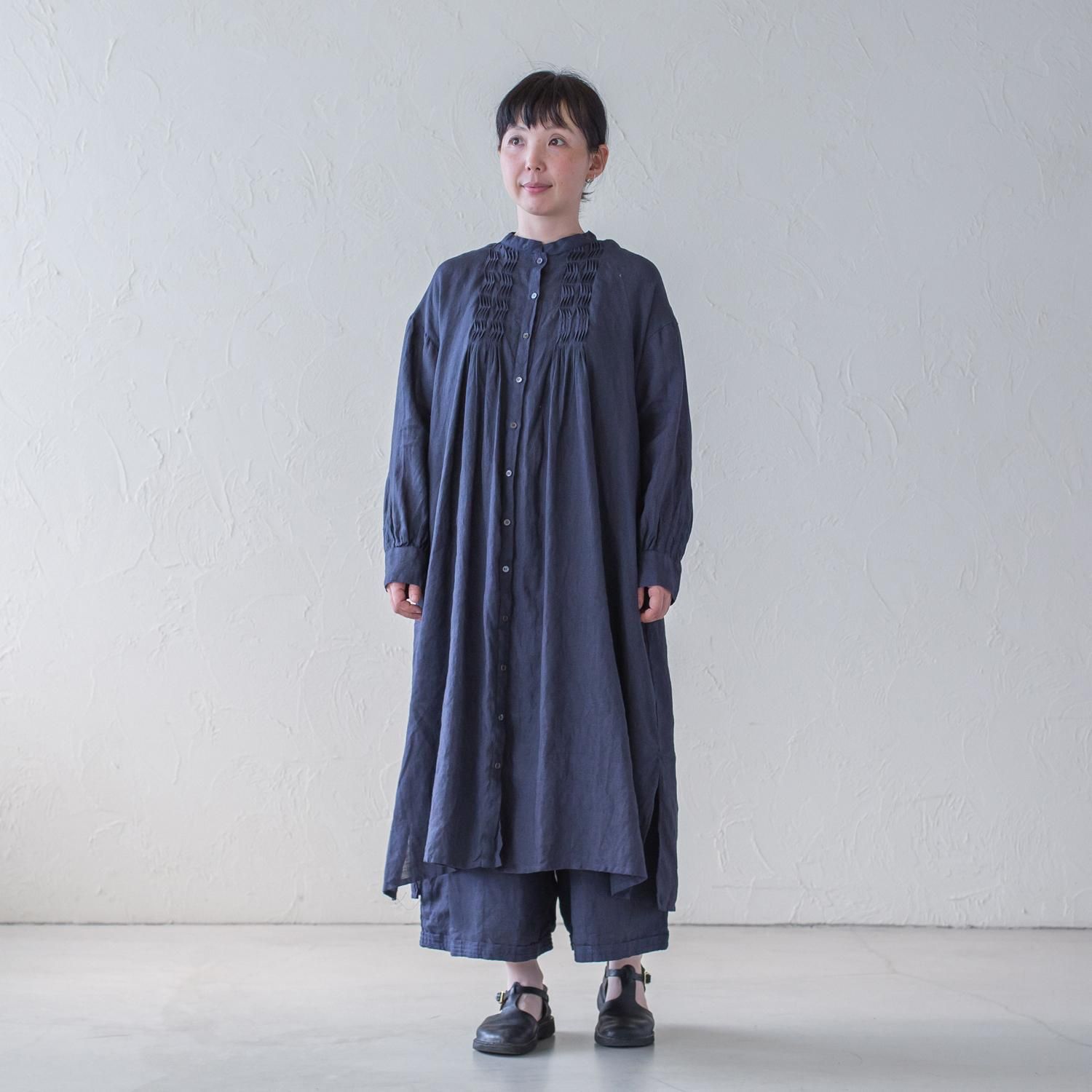セール】 TWツイル ライン切替えシャツワンピース （ミニ丈