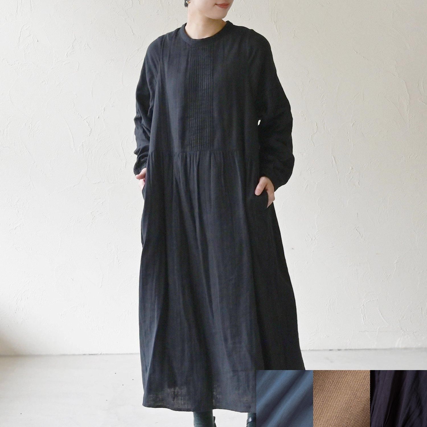 KL WGペッパーシシュウピンタックワンピース - 【シサム工房 KL WGペッパーシシュウピンタックワンピース - 【シサム工房