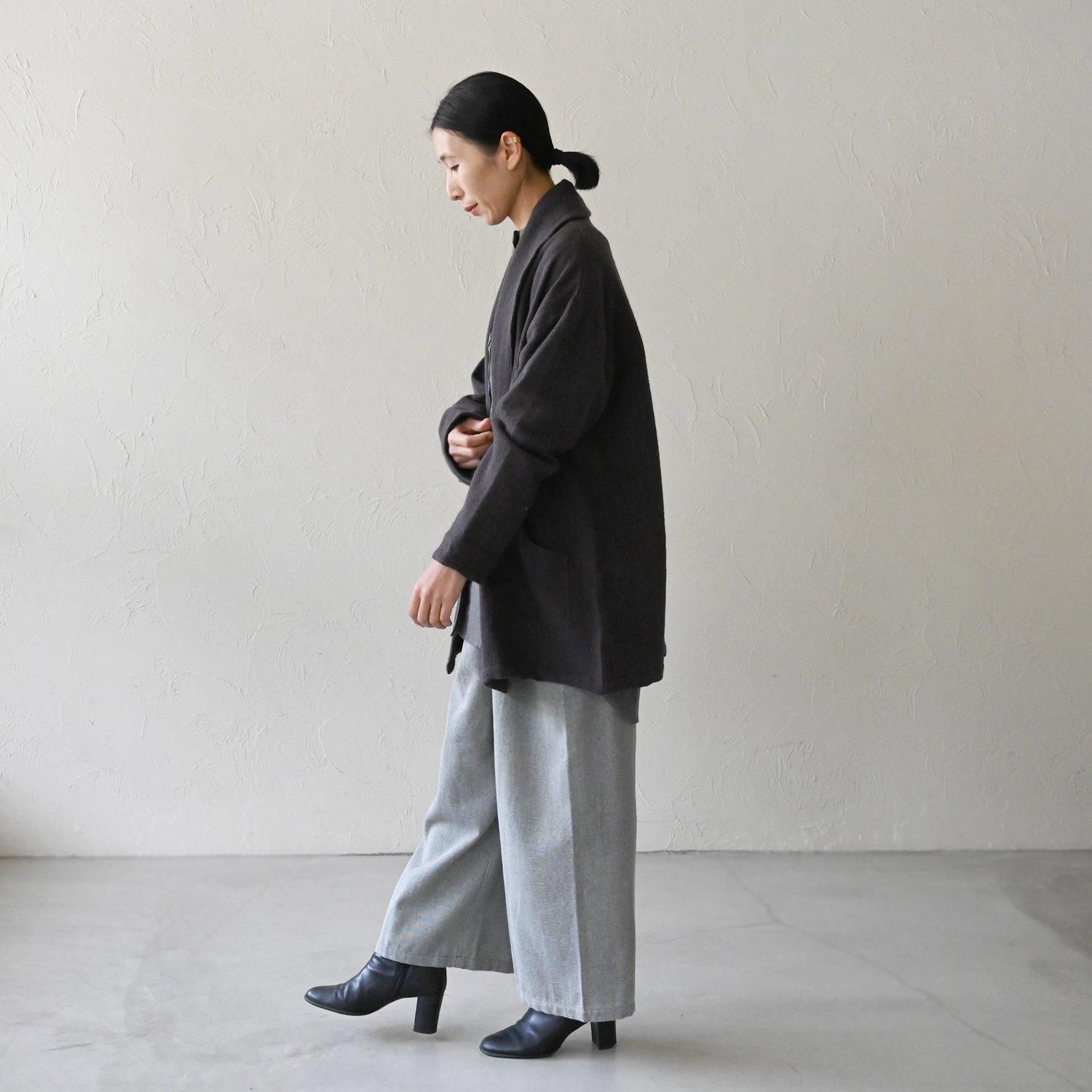 6.4万円からお値下げ◎独製 サガミンク ストライプ ショールカラーロングコート 手織メリノショールカラーコート - 【シサム工房 公式