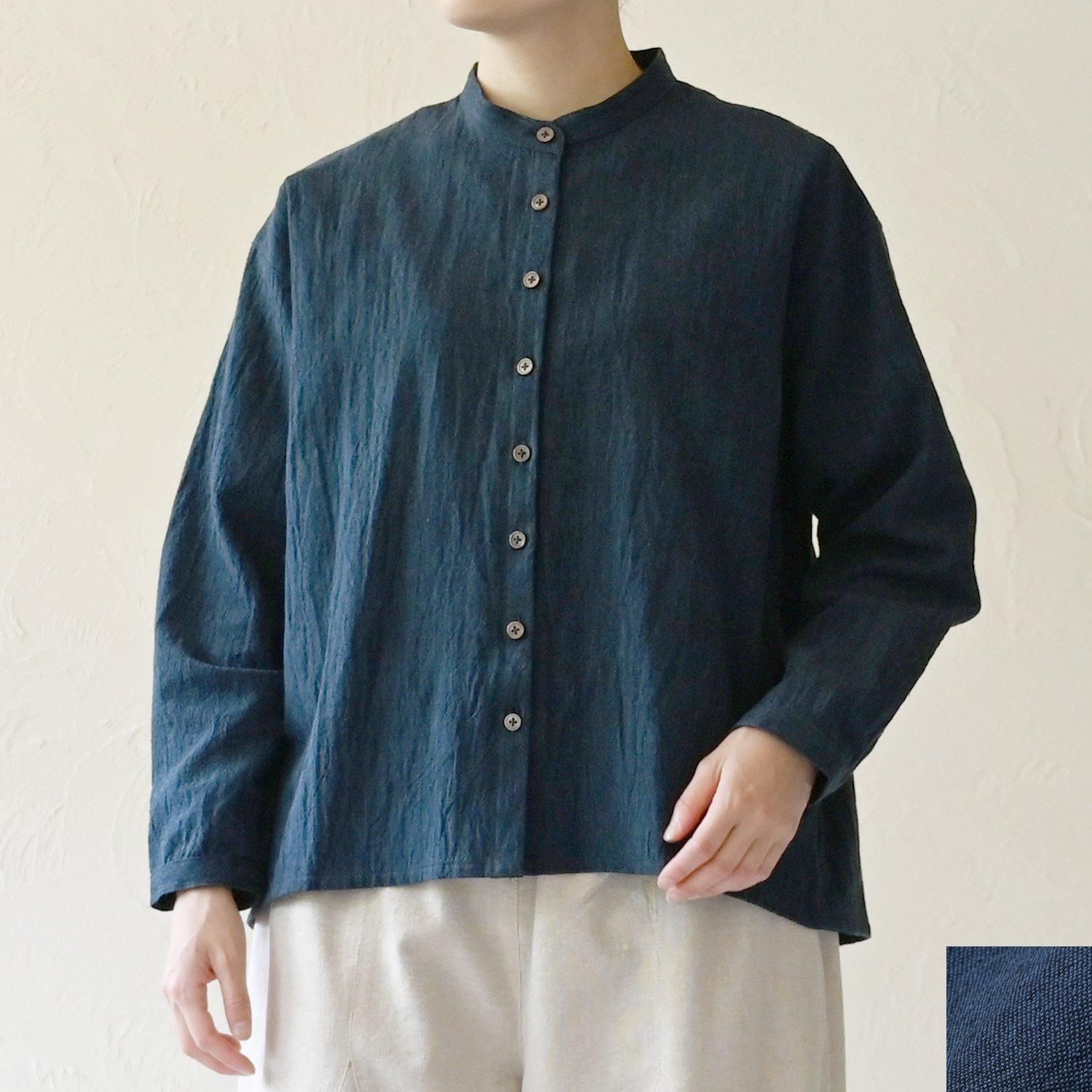 PTM 手織藍染スタンドカラーシャツ - 【シサム工房 公式 PTM 手織藍染スタンドカラーシャツ - 【シサム工房 公式