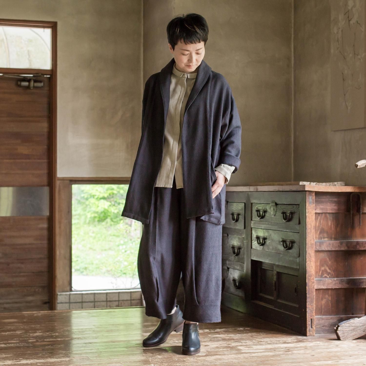 手織メリノショールカラーコート - 【シサム工房 公式