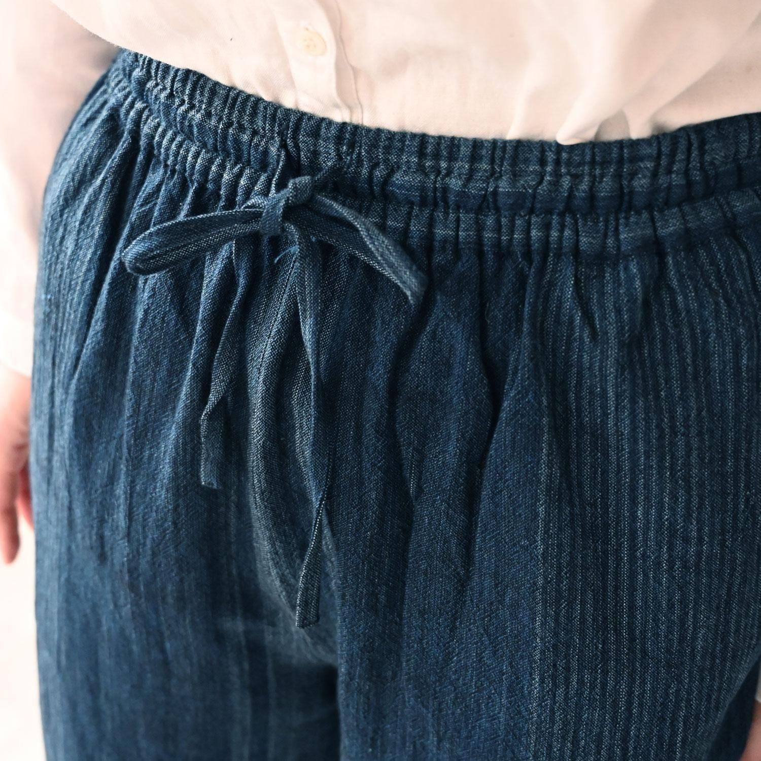 手織藍染タテシマストレートパンツ - 【シサム工房 公式OnlineStore