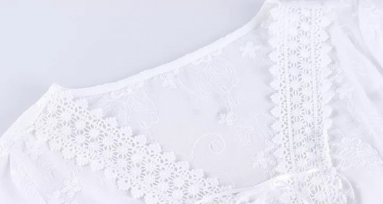 デイリーからお呼ばれまで 花柄刺繍の総レースが上品かわいい白の袖