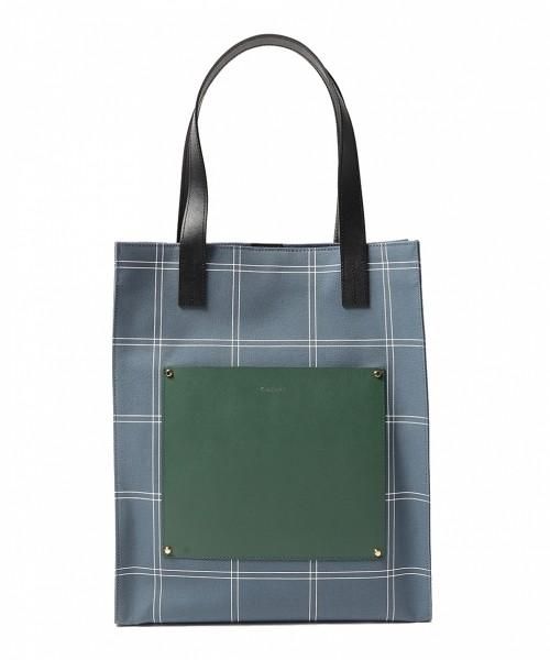 CULLNI チェックレザーポケットキャンバストート - m-market CULLNI チェックレザーポケットキャンバストート - m-market