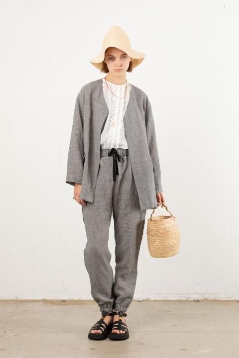 T.yamai paris リネンチェックジャケット - m-market