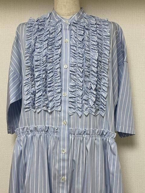T.yamai paris ストライプギャザーフリルワンピース - m-market