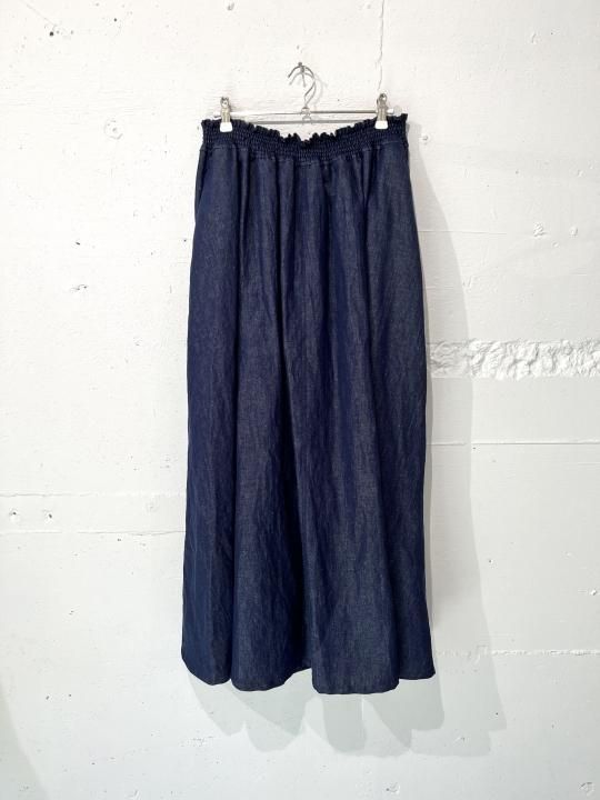 T.yamai paris リネンソフトデニムギャザースカート - m-market T.yamai paris リネンソフトデニムギャザースカート - m-market