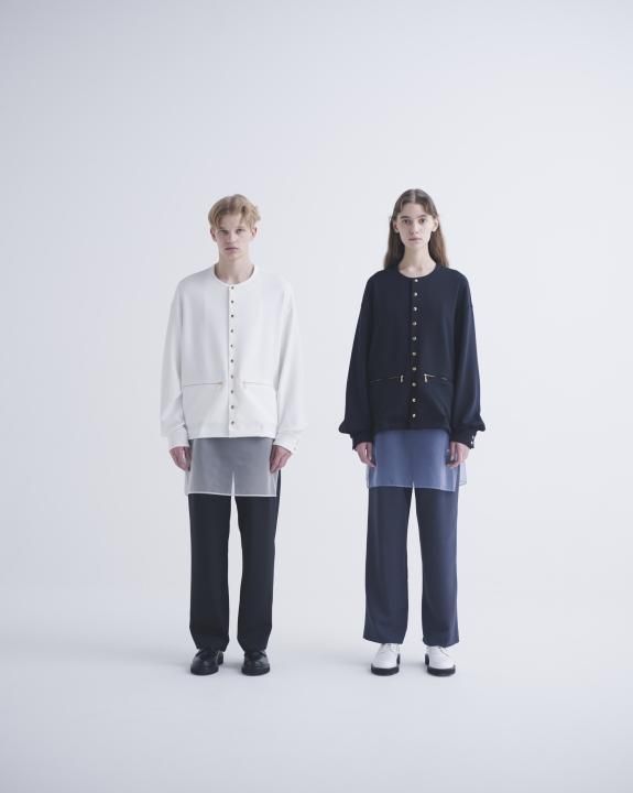 CULLNI Double Knit Dot Button Collarless Shirt Jacket - m-market CULLNI Double Knit Dot Button Collarless Shirt Jacket - m-market